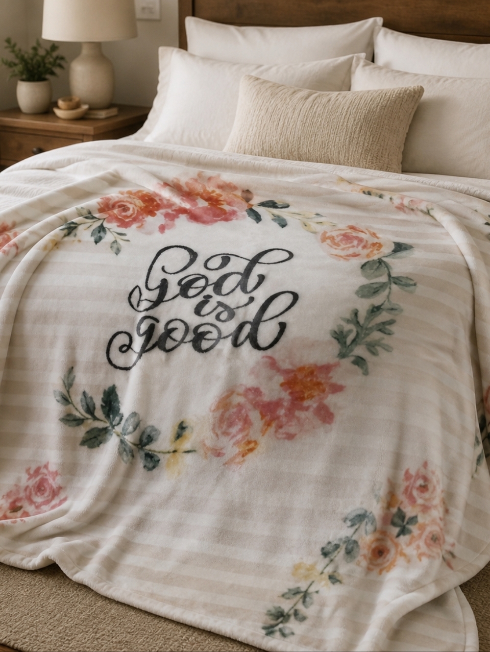 Velvet Plush Throw Blanket - Pink Floral